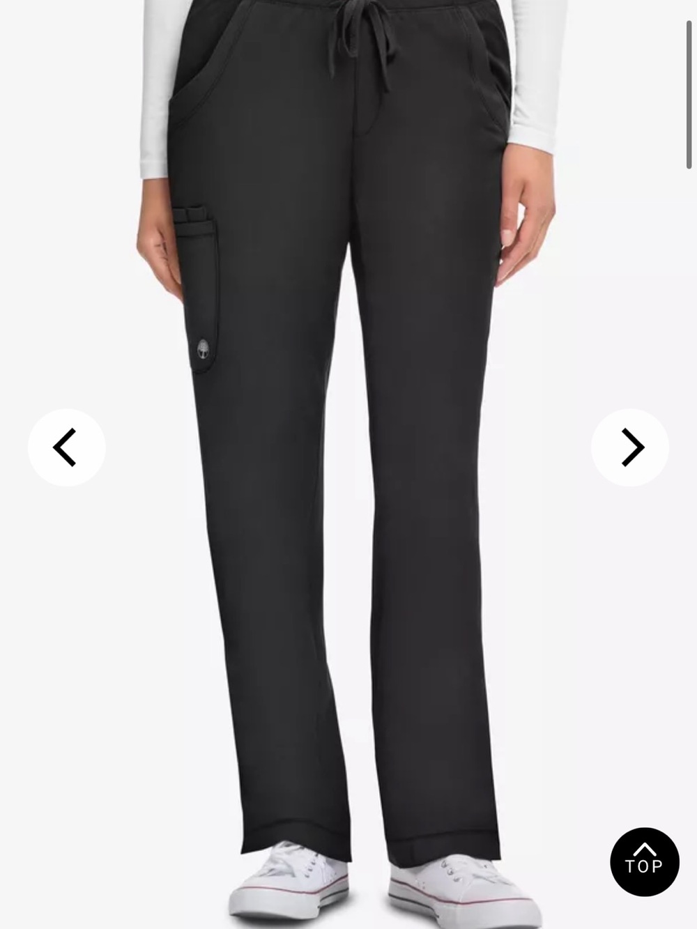 Healing hands 9095 Women's Black Drawstring Utility Scrub Pants - S tall